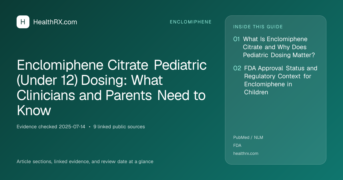 Evidence overview for Enclomiphene Citrate Pediatric (Under 12) Dosing: What Clinicians and Parents Need to Know