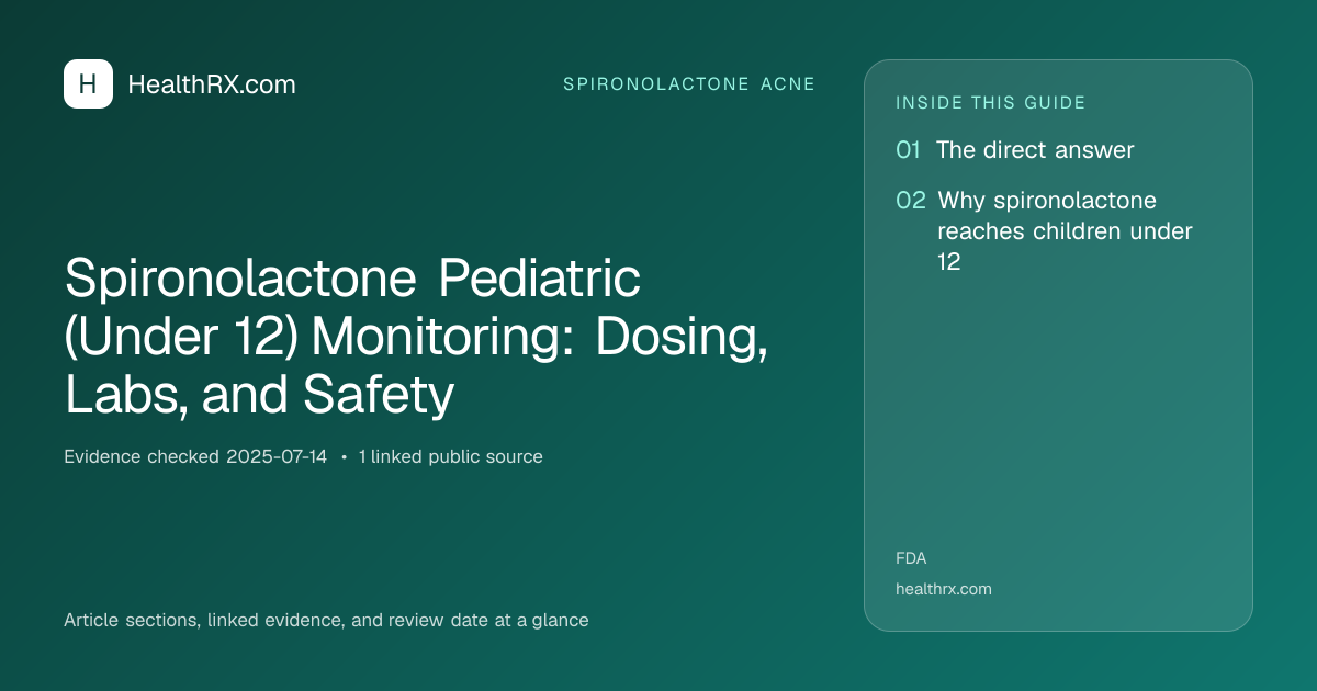 Evidence overview for Spironolactone Pediatric (Under 12) Monitoring: Dosing, Labs, and Safety