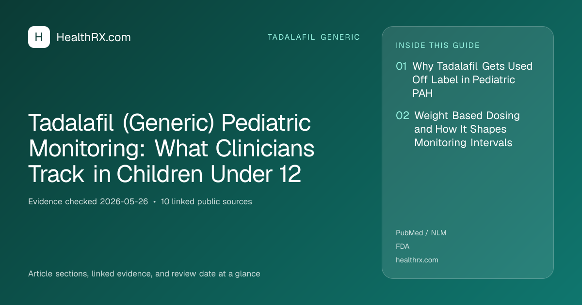 Evidence overview for Tadalafil (Generic) Pediatric Monitoring: What Clinicians Track in Children Under 12