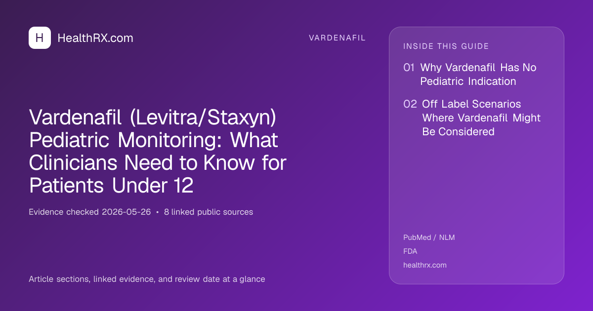 Evidence overview for Vardenafil (Levitra/Staxyn) Pediatric Monitoring: What Clinicians Need to Know for Patients Under 12