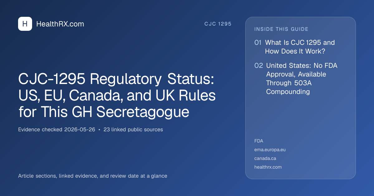 Evidence overview for CJC-1295 Regulatory Status: US, EU, Canada, and UK Rules for This GH Secretagogue