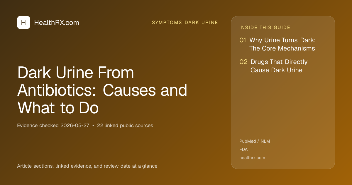 Evidence overview for symptoms dark urine: Dark Urine From Antibiotics: Causes and What to Do