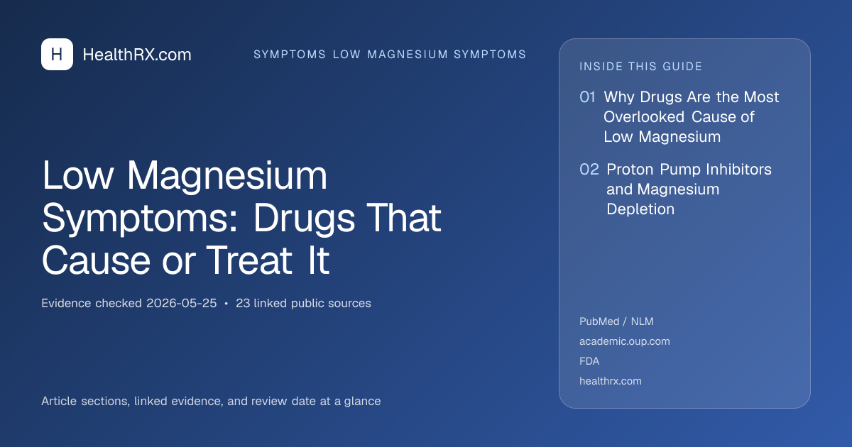 Evidence overview for symptoms low magnesium symptoms: Low Magnesium Symptoms: Drugs That Cause or Treat It