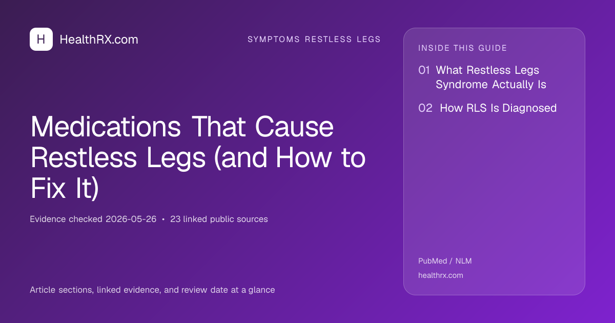 Evidence overview for symptoms restless legs: Medications That Cause Restless Legs (and How to Fix It)