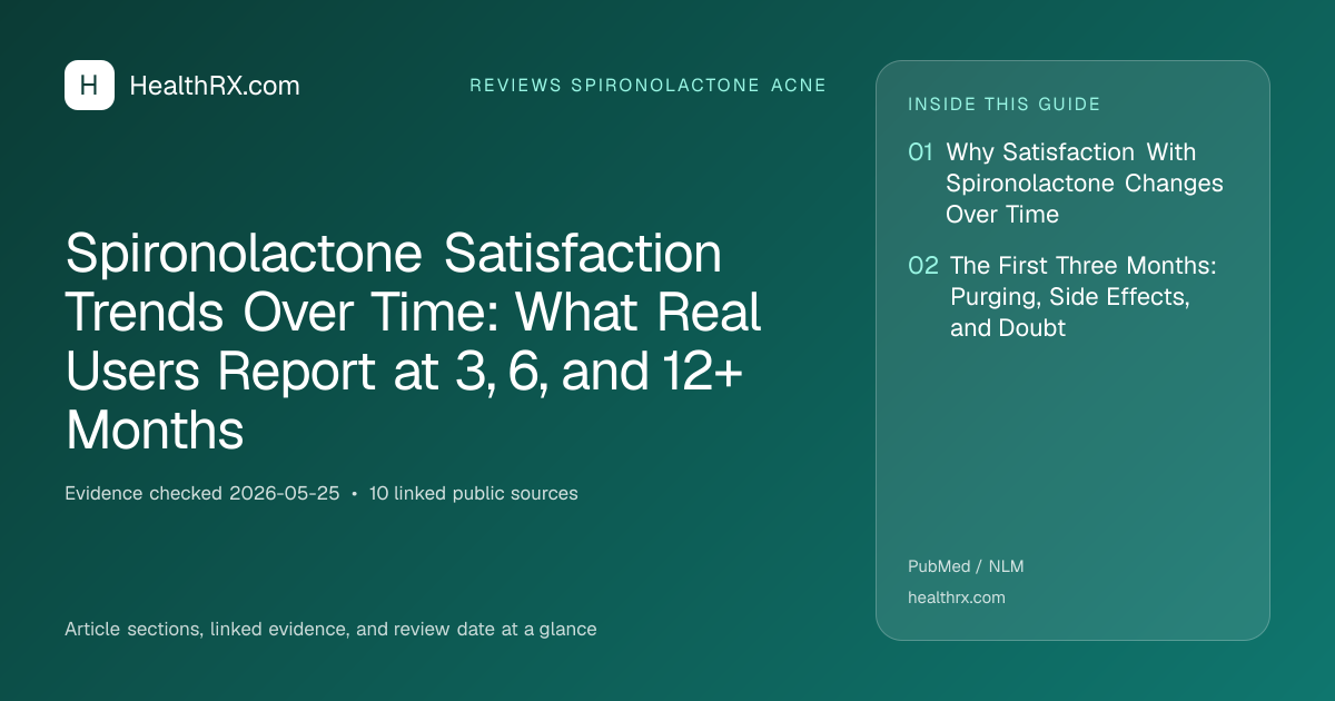 Evidence overview for reviews spironolactone acne: Spironolactone Satisfaction Trends Over Time: What Real Users Report at 3, 6, and 12+ Months