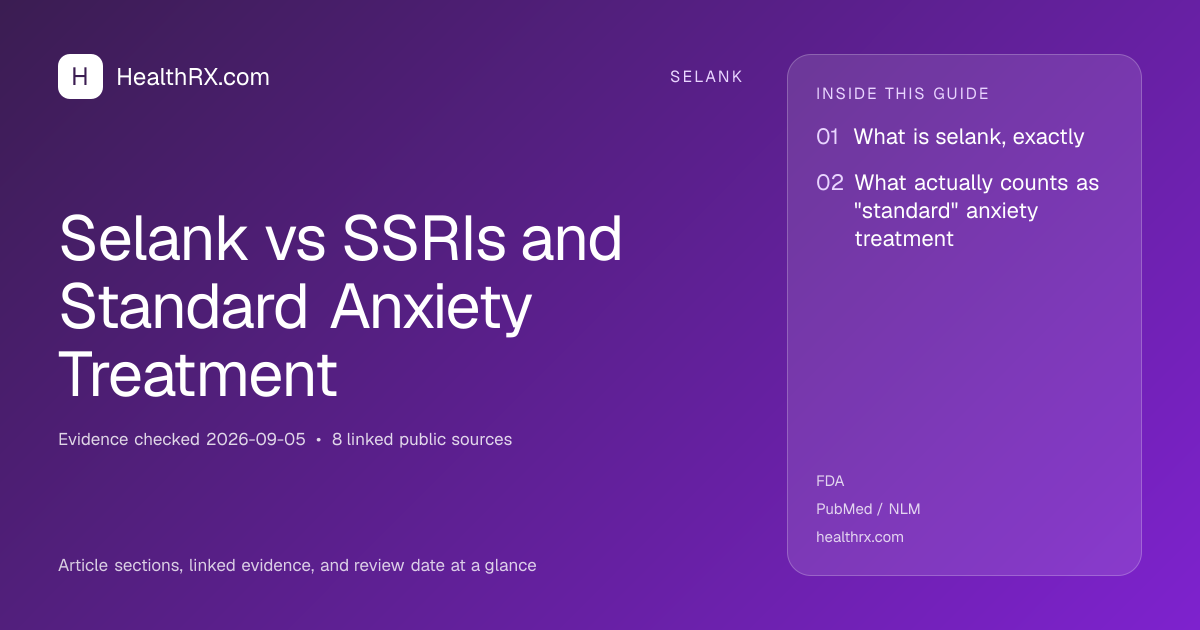Evidence overview for Selank vs SSRIs and Standard Anxiety Treatment