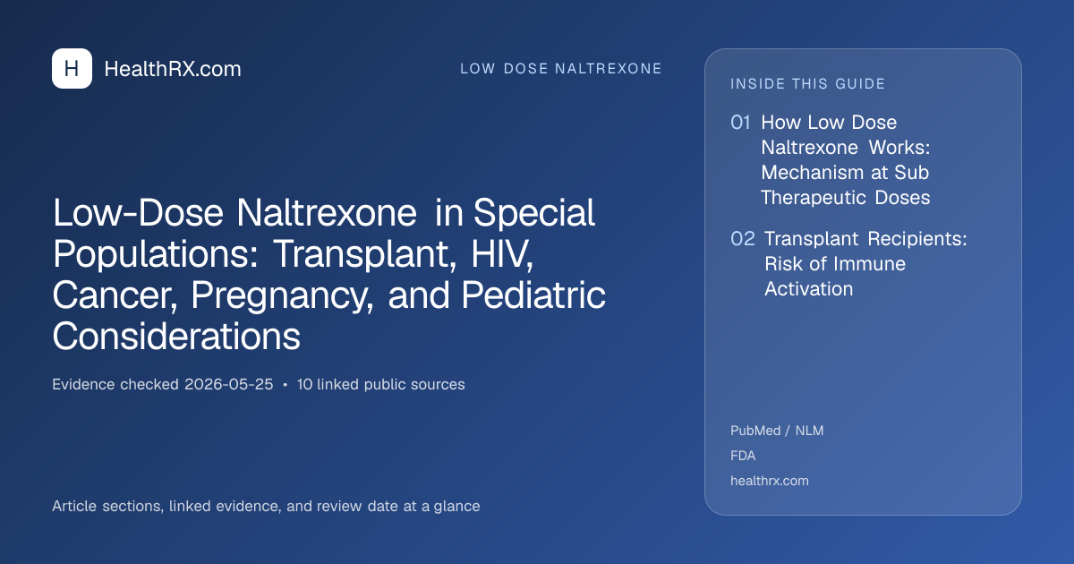 Evidence overview for Low-Dose Naltrexone in Special Populations: Transplant, HIV, Cancer, Pregnancy, and Pediatric Considerations