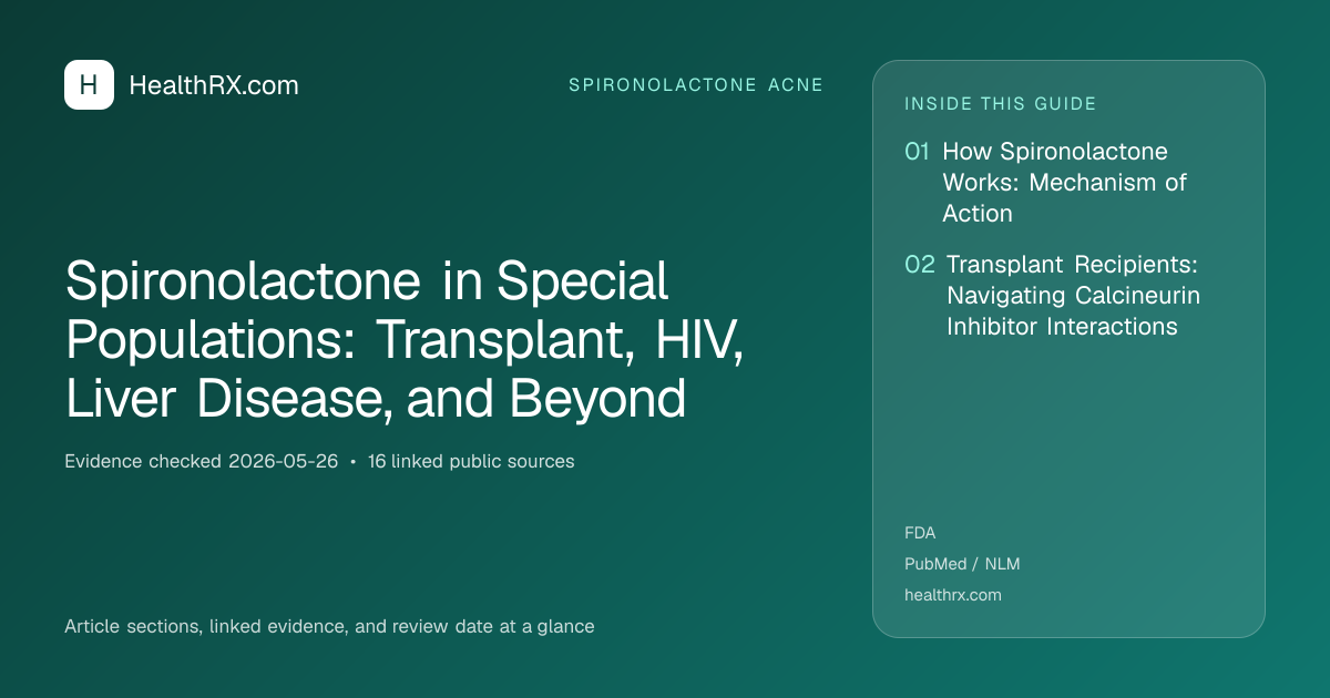 Evidence overview for spironolactone acne: Spironolactone in Special Populations: Transplant, HIV, Liver Disease, and Beyond