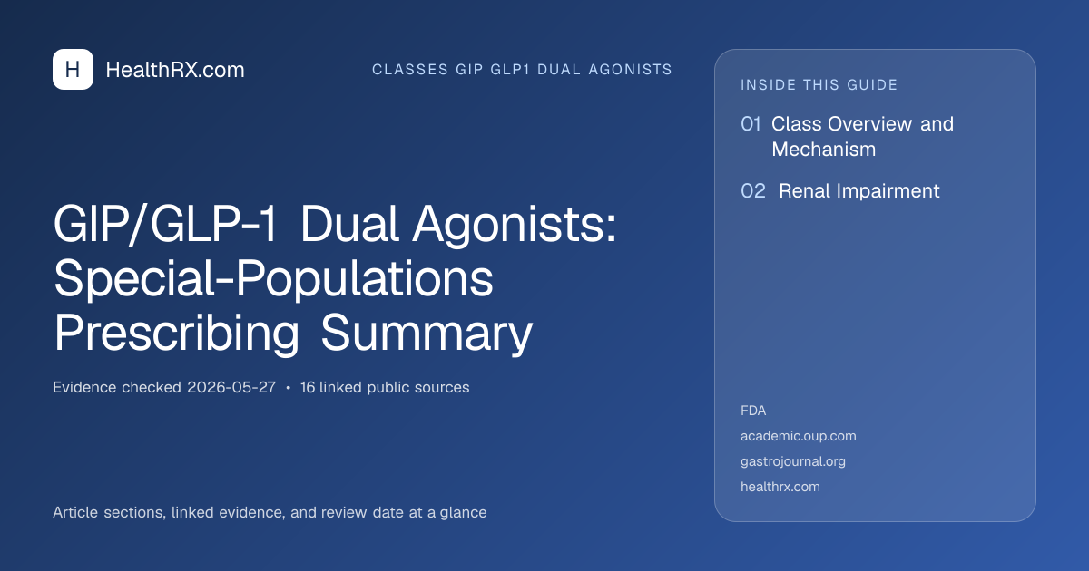 Evidence overview for GIP/GLP-1 Dual Agonists: Special-Populations Prescribing Summary