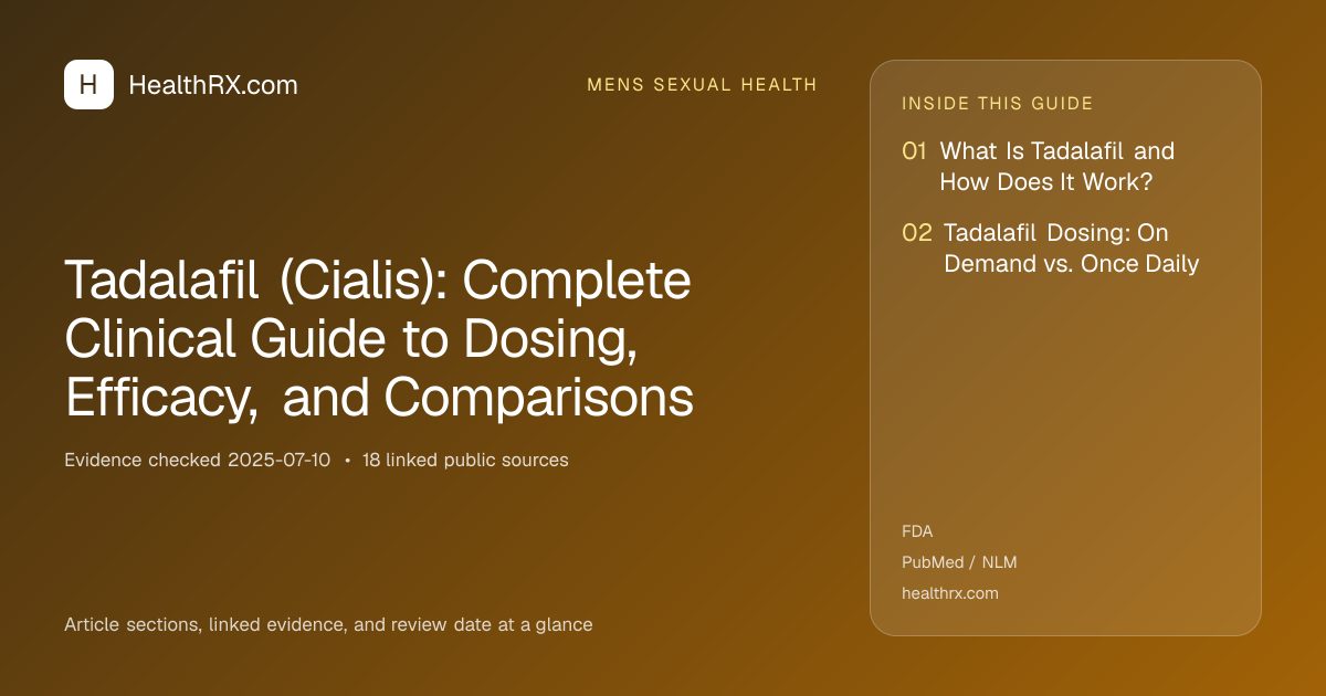 Evidence overview for mens sexual health: Tadalafil (Cialis): Complete Clinical Guide to Dosing, Efficacy, and Comparisons