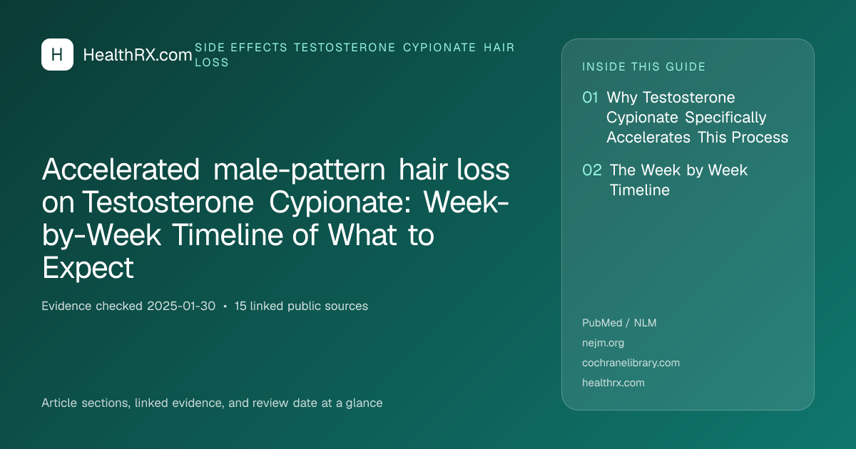 Evidence overview for Accelerated male-pattern hair loss on Testosterone Cypionate: Week-by-Week Timeline of What to Expect
