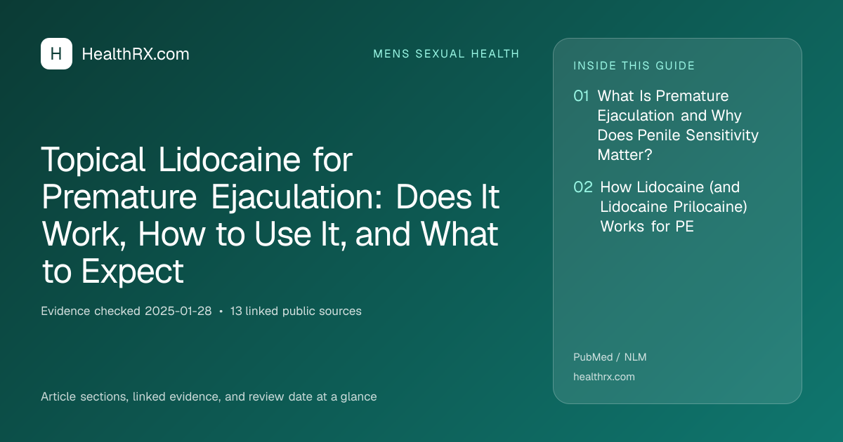 Evidence overview for mens sexual health: Topical Lidocaine for Premature Ejaculation: Does It Work, How to Use It, and What to Expect