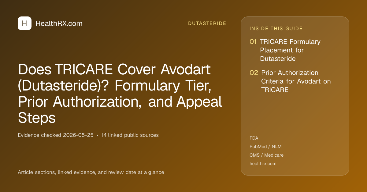 Evidence overview for Does TRICARE Cover Avodart (Dutasteride)? Formulary Tier, Prior Authorization, and Appeal Steps