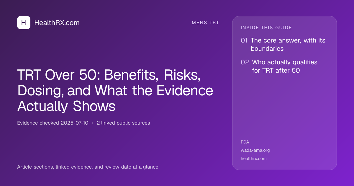 Evidence overview for TRT Over 50: Benefits, Risks, Dosing, and What the Evidence Actually Shows