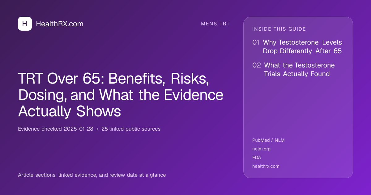 Evidence overview for TRT Over 65: Benefits, Risks, Dosing, and What the Evidence Actually Shows
