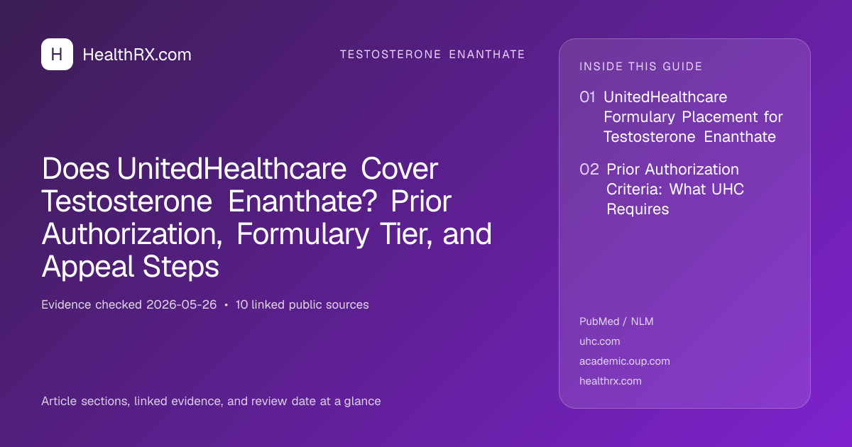 Evidence overview for Does UnitedHealthcare Cover Testosterone Enanthate? Prior Authorization, Formulary Tier, and Appeal Steps