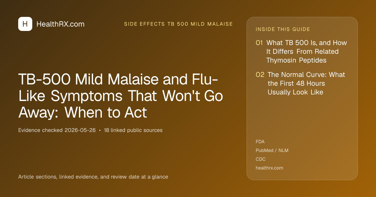 Evidence overview for TB-500 Mild Malaise and Flu-Like Symptoms That Won't Go Away: When to Act