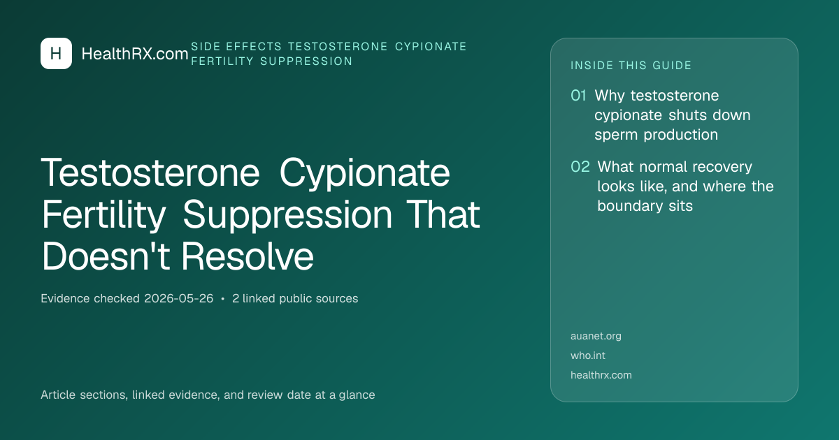 Evidence overview for Testosterone Cypionate Fertility Suppression That Doesn't Resolve