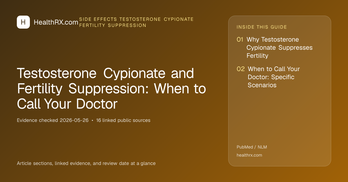Evidence overview for Testosterone Cypionate and Fertility Suppression: When to Call Your Doctor