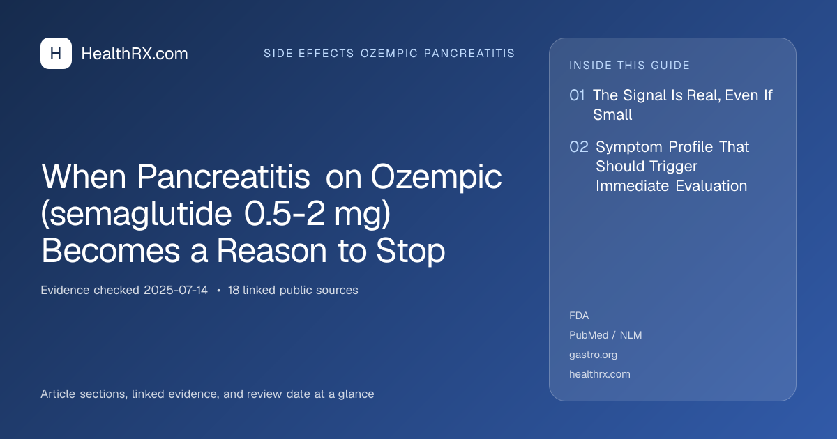 Evidence overview for When Pancreatitis on Ozempic (semaglutide 0.5-2 mg) Becomes a Reason to Stop