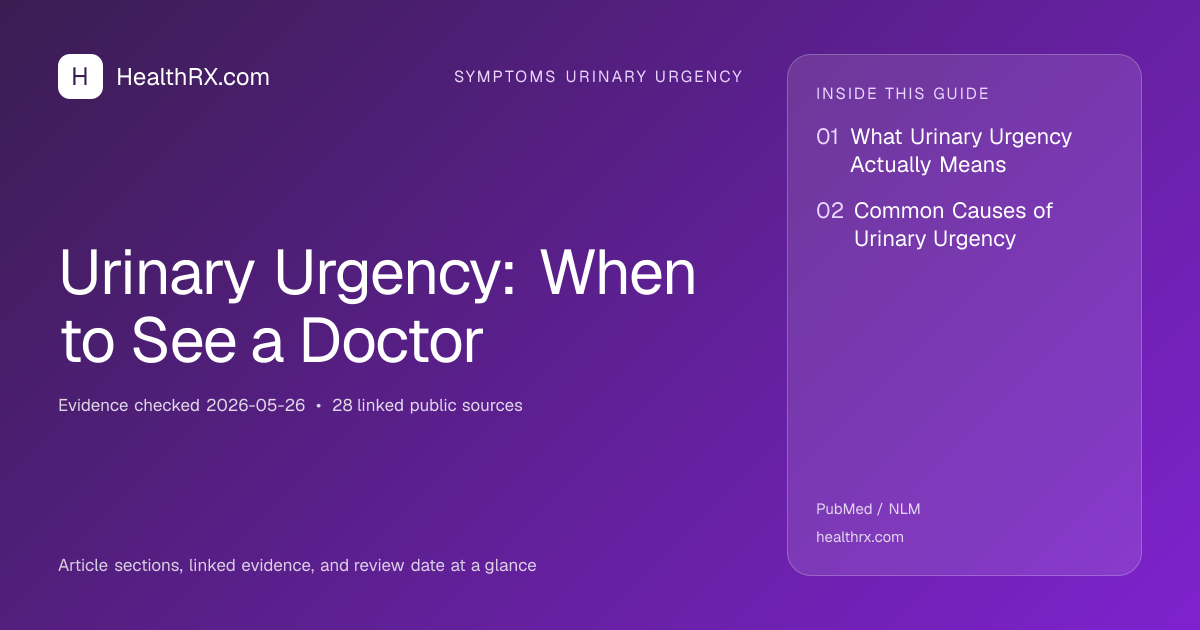 Evidence overview for symptoms urinary urgency: Urinary Urgency: When to See a Doctor