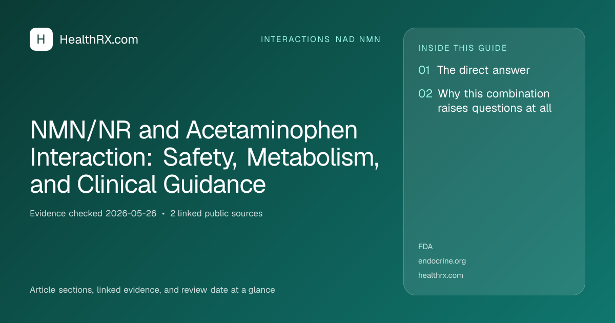 Evidence overview for NMN/NR and Acetaminophen Interaction: Safety, Metabolism, and Clinical Guidance
