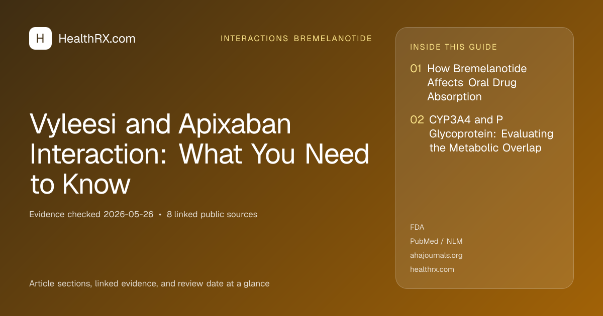 Evidence overview for interactions bremelanotide: Vyleesi and Apixaban Interaction: What You Need to Know
