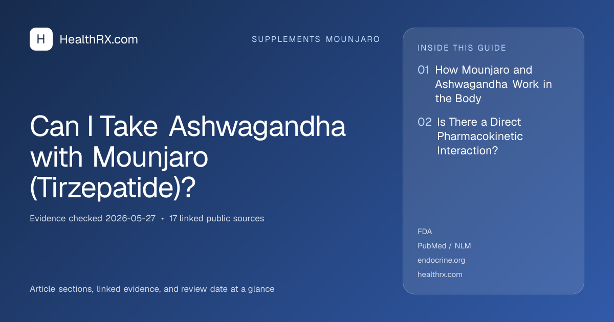 Evidence overview for supplements mounjaro: Can I Take Ashwagandha with Mounjaro (Tirzepatide)?