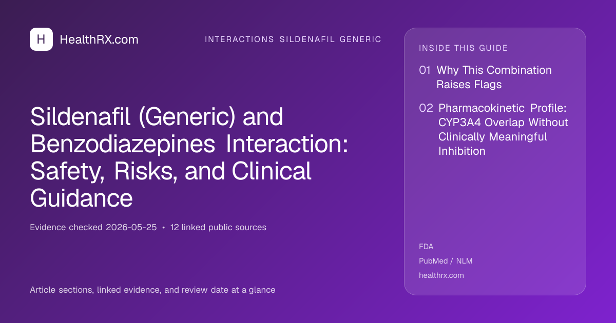 Evidence overview for Sildenafil (Generic) and Benzodiazepines Interaction: Safety, Risks, and Clinical Guidance