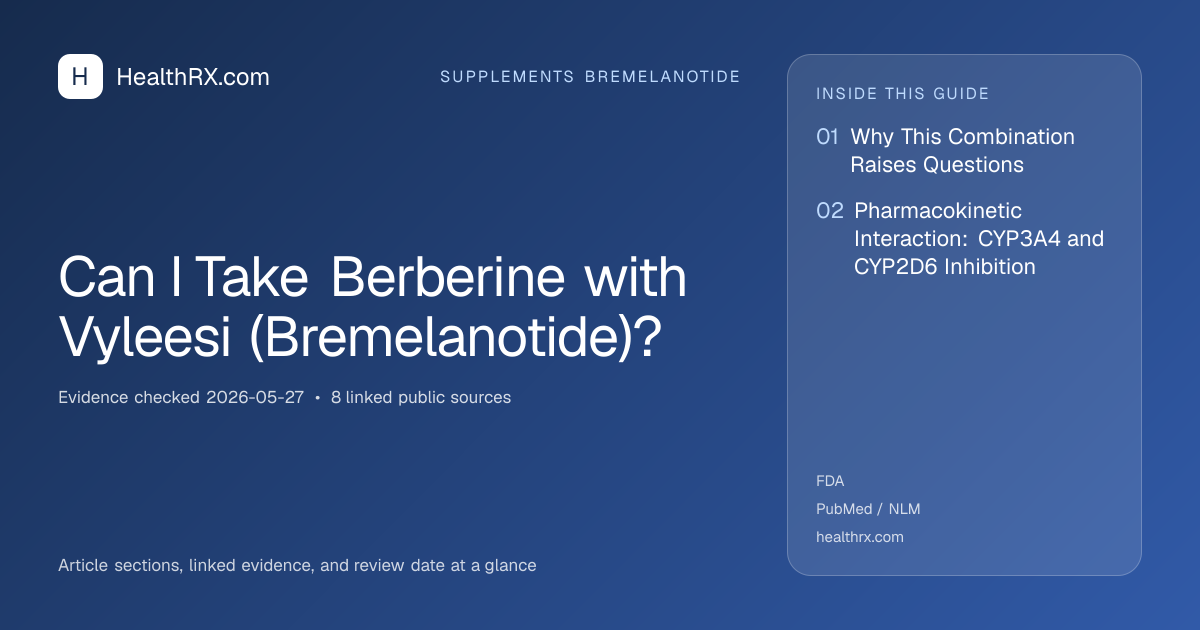 Evidence overview for supplements bremelanotide: Can I Take Berberine with Vyleesi (Bremelanotide)?