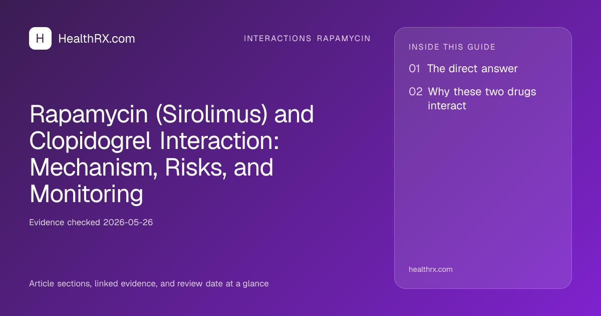 Evidence overview for Rapamycin (Sirolimus) and Clopidogrel Interaction: Mechanism, Risks, and Monitoring