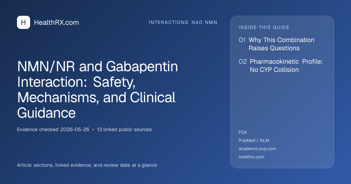 Evidence overview for NMN/NR and Gabapentin Interaction: Safety, Mechanisms, and Clinical Guidance