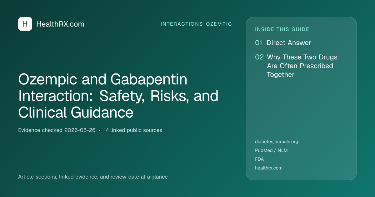 Evidence overview for Ozempic and Gabapentin Interaction: Safety, Risks, and Clinical Guidance