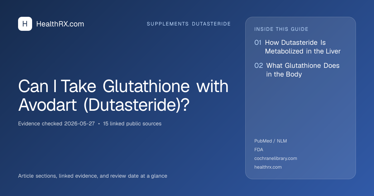 Evidence overview for supplements dutasteride: Can I Take Glutathione with Avodart (Dutasteride)?