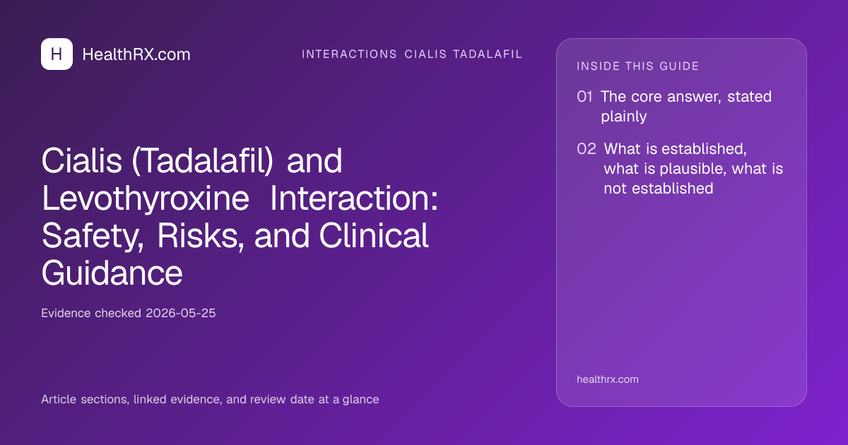 Evidence overview for Cialis (Tadalafil) and Levothyroxine Interaction: Safety, Risks, and Clinical Guidance