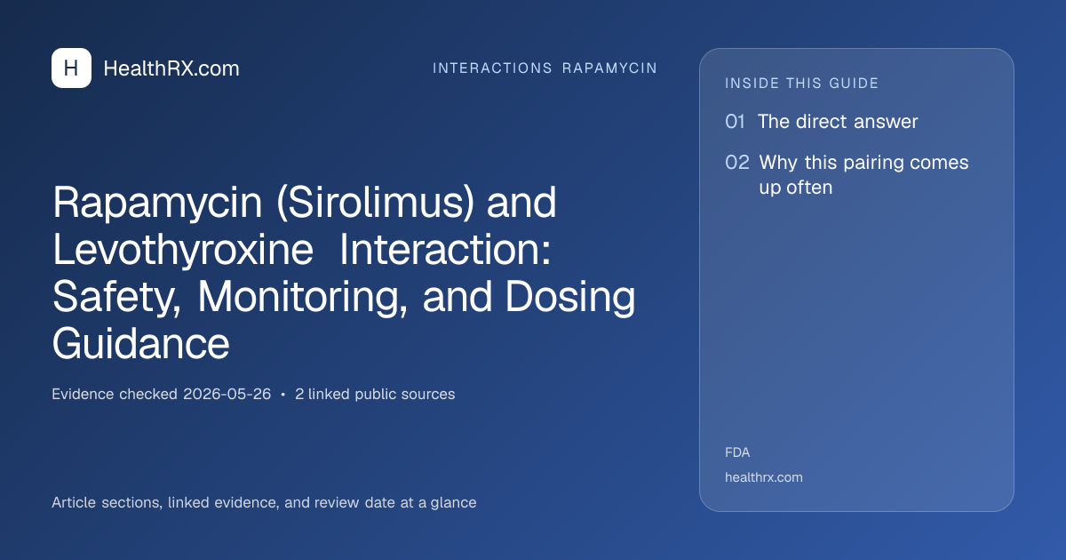 Evidence overview for Rapamycin (Sirolimus) and Levothyroxine Interaction: Safety, Monitoring, and Dosing Guidance