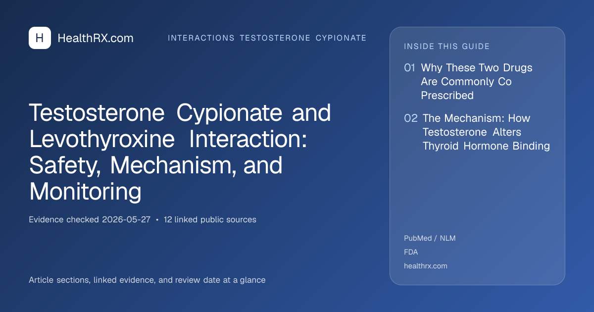 Evidence overview for Testosterone Cypionate and Levothyroxine Interaction: Safety, Mechanism, and Monitoring