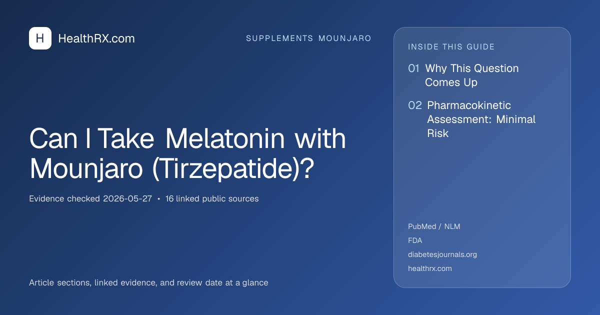 Evidence overview for Can I Take Melatonin with Mounjaro (Tirzepatide)?