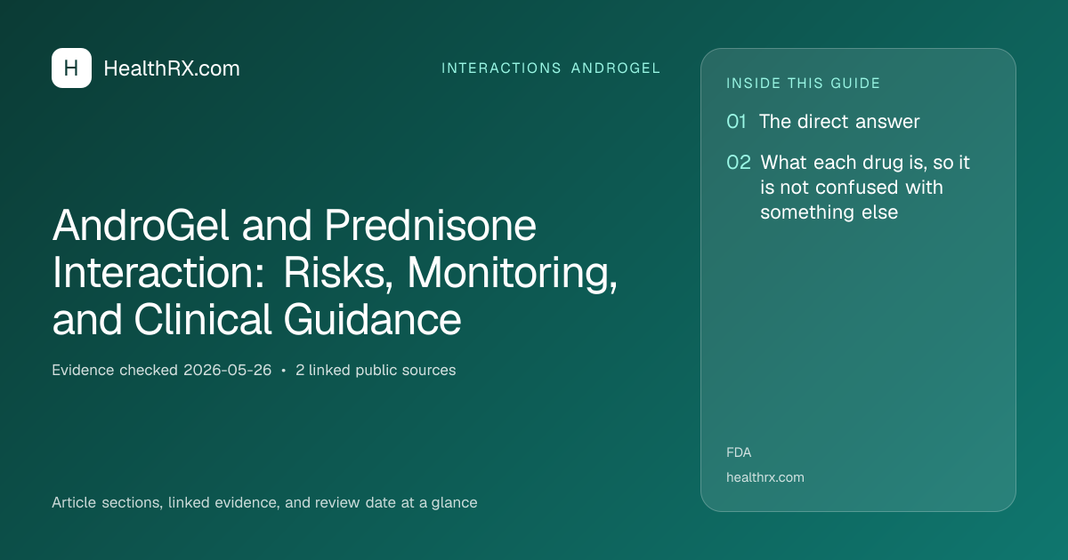 Evidence overview for AndroGel and Prednisone Interaction: Risks, Monitoring, and Clinical Guidance
