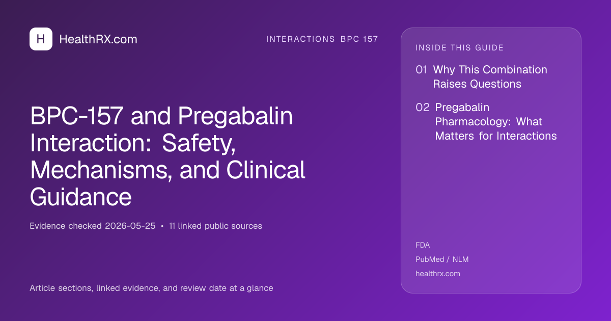 Evidence overview for BPC-157 and Pregabalin Interaction: Safety, Mechanisms, and Clinical Guidance