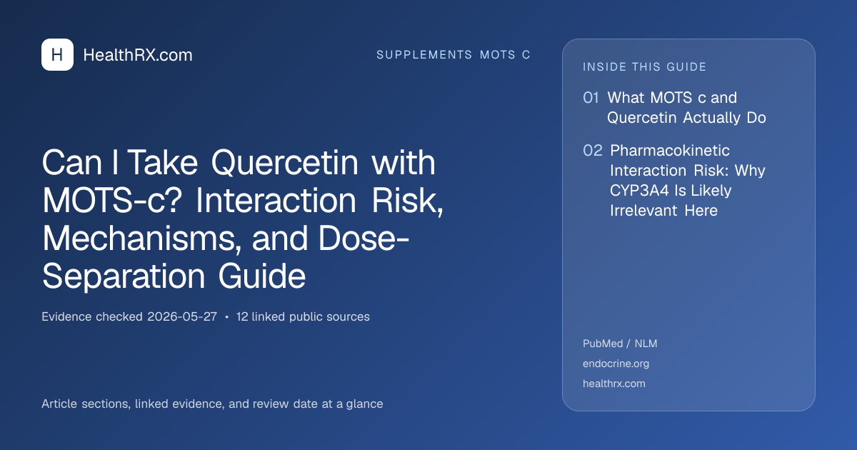 Evidence overview for Can I Take Quercetin with MOTS-c? Interaction Risk, Mechanisms, and Dose-Separation Guide