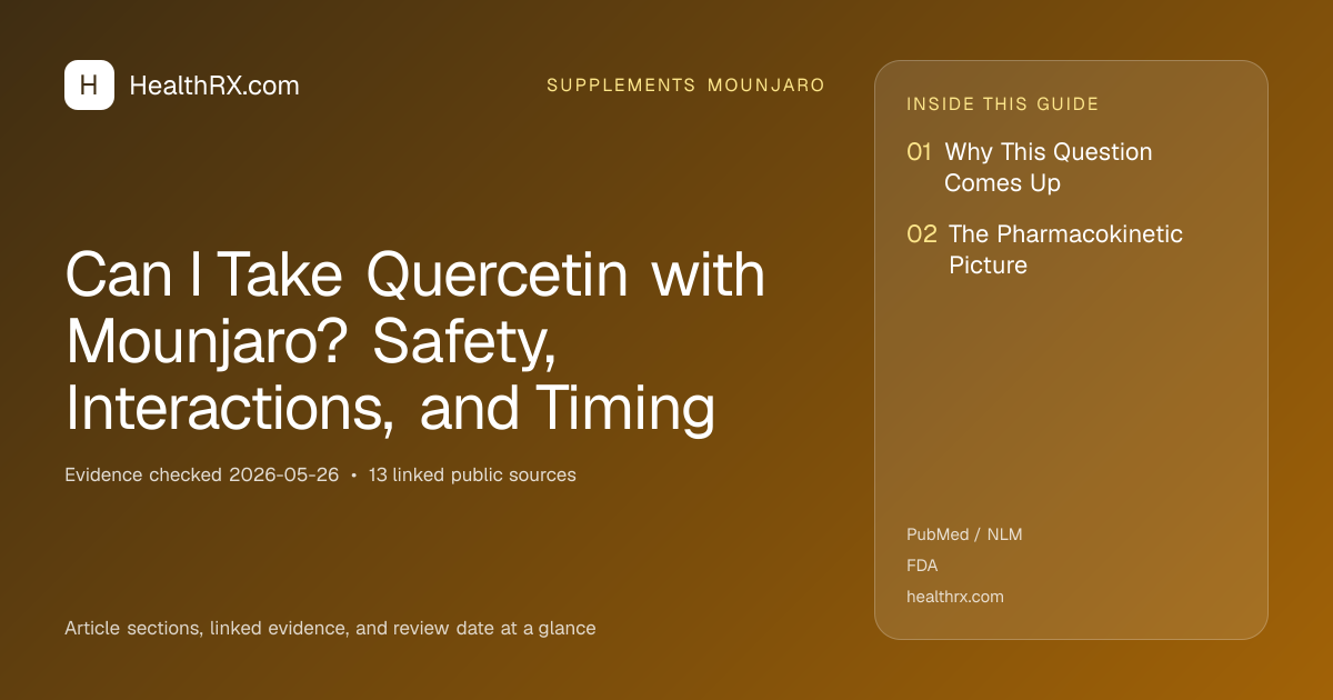 Evidence overview for Can I Take Quercetin with Mounjaro? Safety, Interactions, and Timing