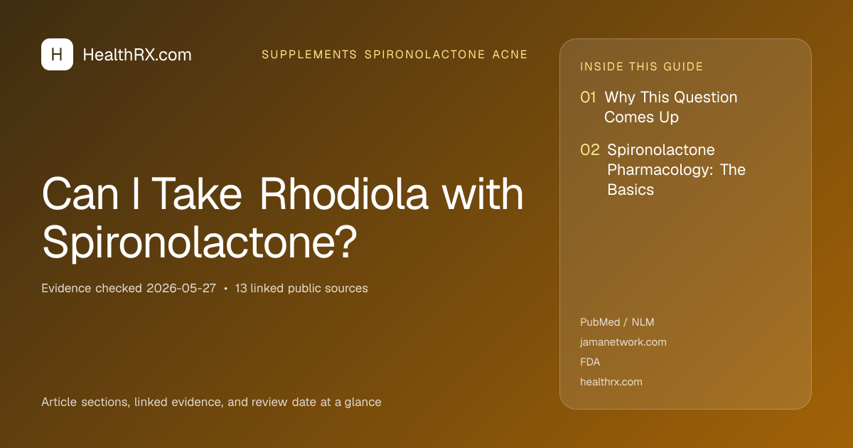 Evidence overview for supplements spironolactone acne: Can I Take Rhodiola with Spironolactone?