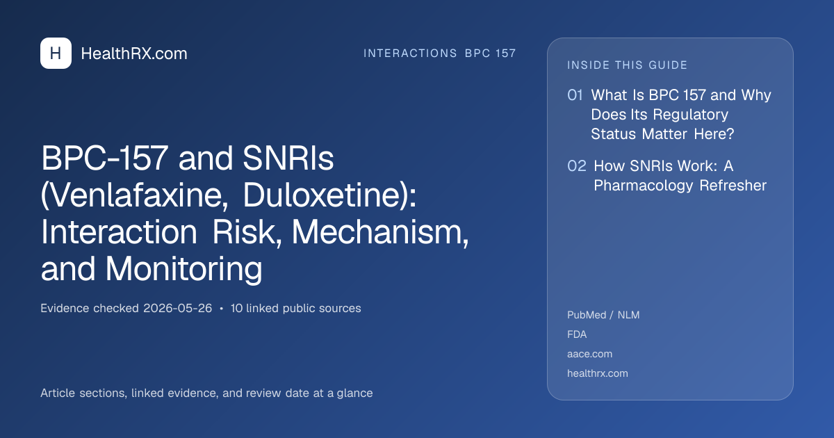 Evidence overview for BPC-157 and SNRIs (Venlafaxine, Duloxetine): Interaction Risk, Mechanism, and Monitoring