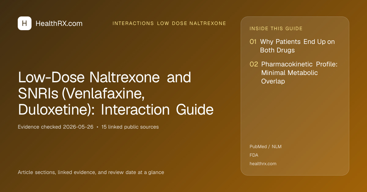 Evidence overview for interactions low dose naltrexone: Low-Dose Naltrexone and SNRIs (Venlafaxine, Duloxetine): Interaction Guide