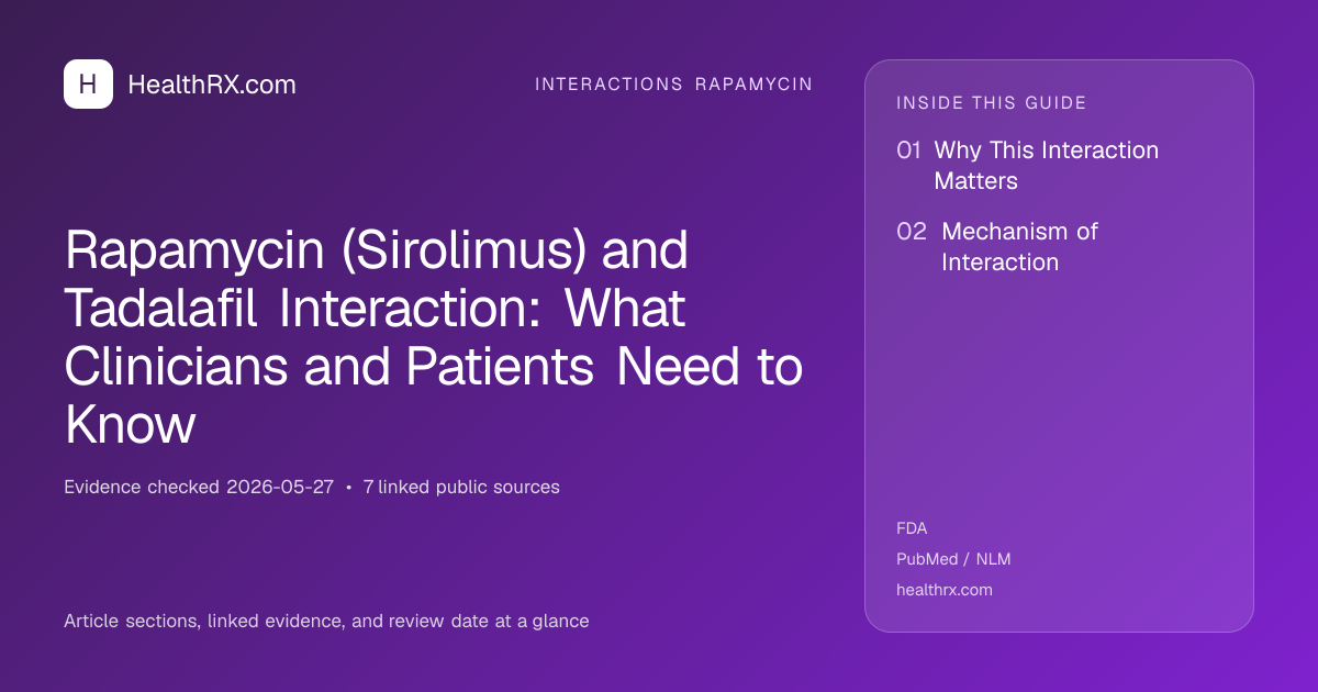 Evidence overview for interactions rapamycin: Rapamycin (Sirolimus) and Tadalafil Interaction: What Clinicians and Patients Need to Know