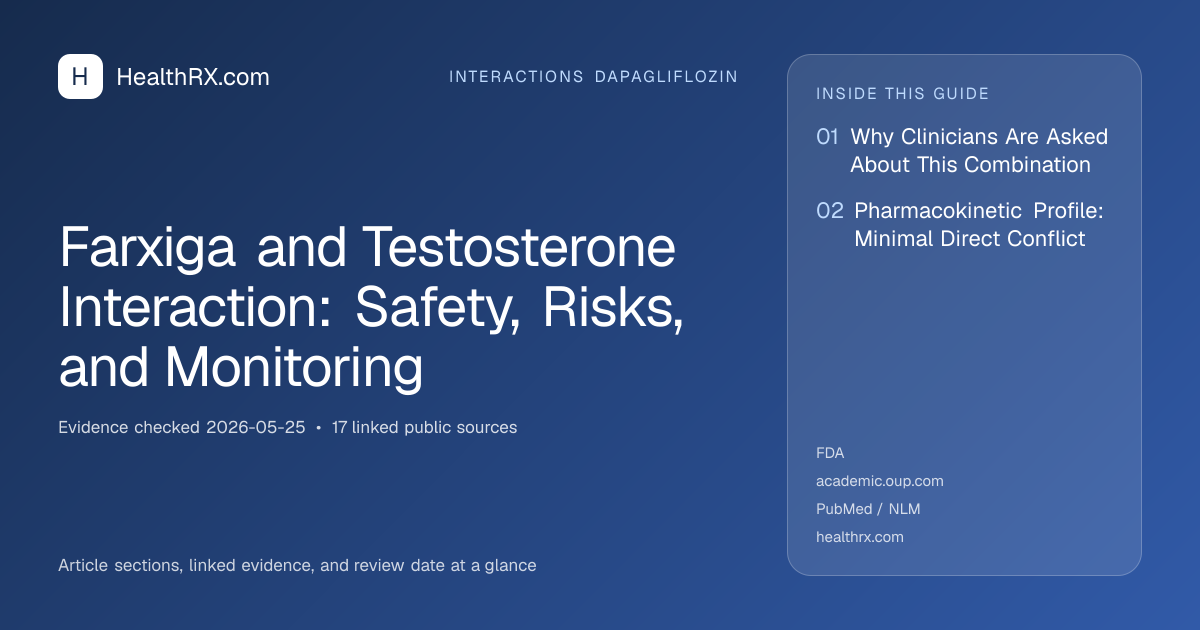 Evidence overview for Farxiga and Testosterone Interaction: Safety, Risks, and Monitoring