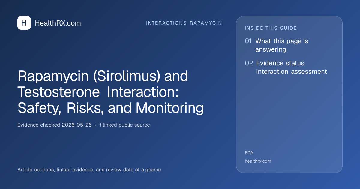 Evidence overview for Rapamycin (Sirolimus) and Testosterone Interaction: Safety, Risks, and Monitoring