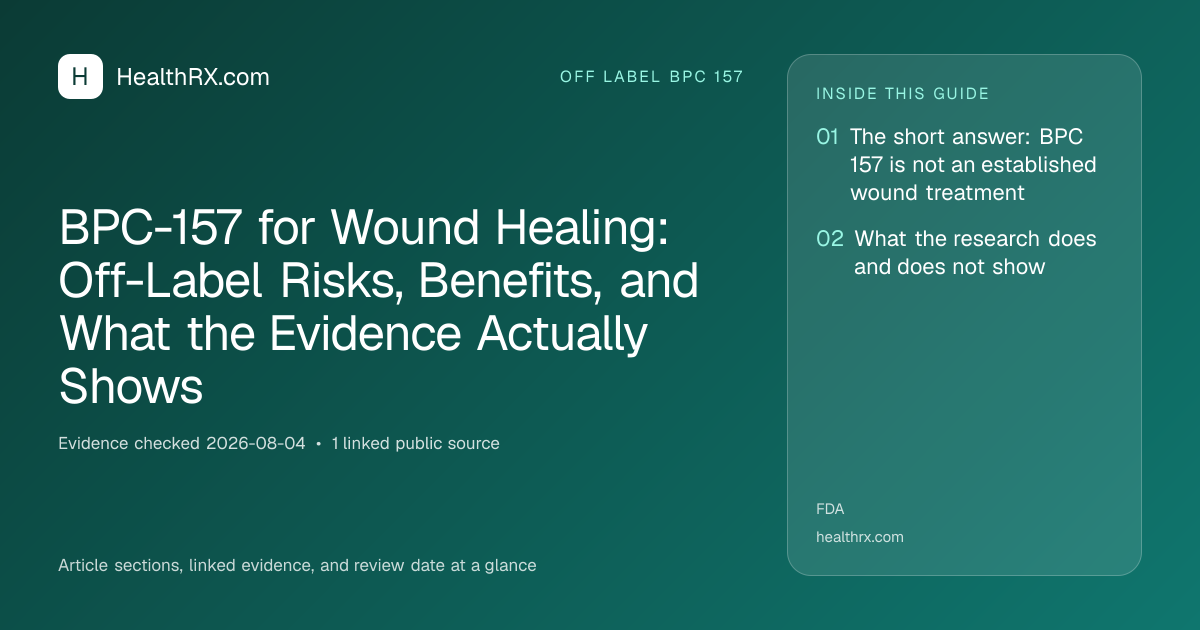 Evidence overview for BPC-157 for Wound Healing: Off-Label Risks, Benefits, and What the Evidence Actually Shows
