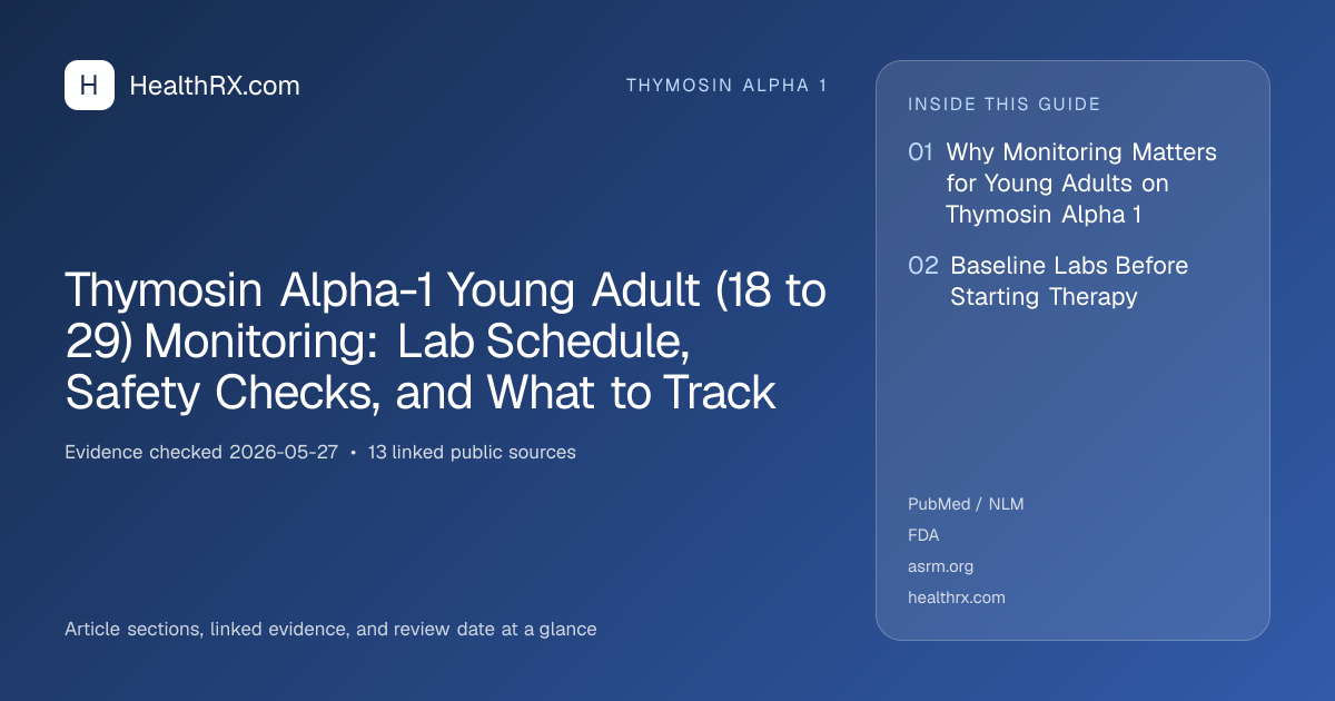 Evidence overview for Thymosin Alpha-1 Young Adult (18 to 29) Monitoring: Lab Schedule, Safety Checks, and What to Track